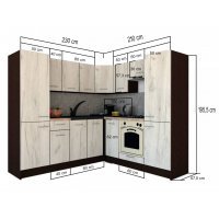 Bucatarie de Colt GENA NEW 11 DR. 210-230, Cu Corp de Cuptor, Wenge / Decor K352